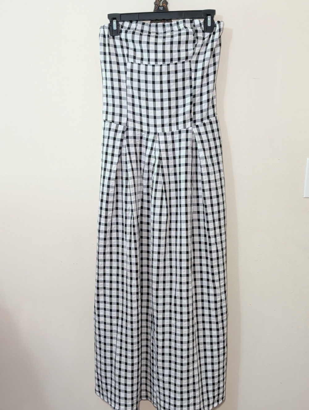 Black + White Gingham Strapless Maxi Dress Shein Size 6